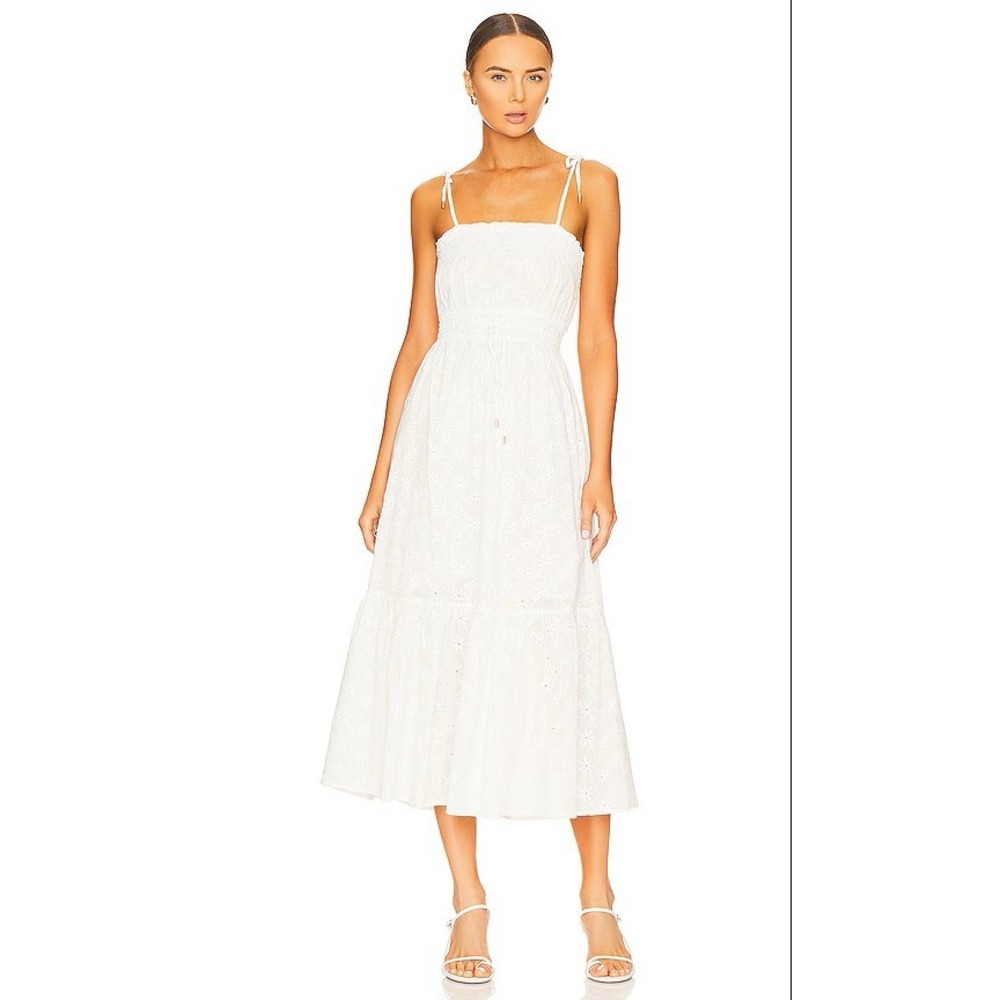 Revolve MINKPINK Eyelet Midi Dress Womens XL Ivory Boho Cottagecore MG2301457